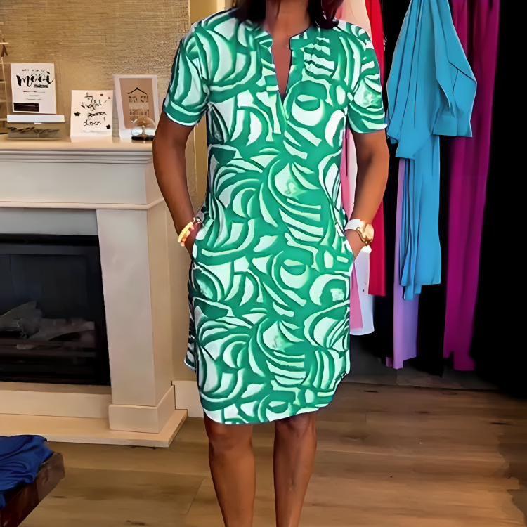 Vestido Estampado Manga Corta Sara