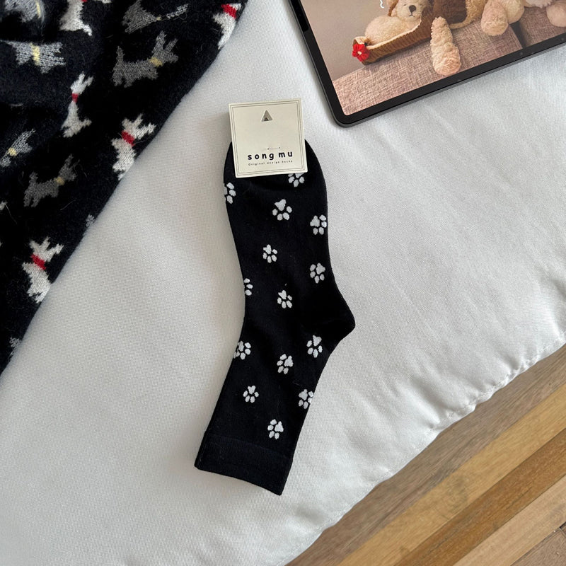 Medias Con Impresión de Patas de Gato