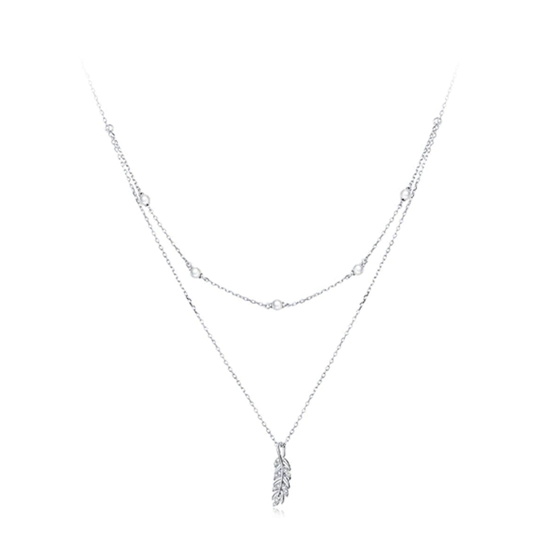 Collar de cadena de doble capa con colgante de espiga