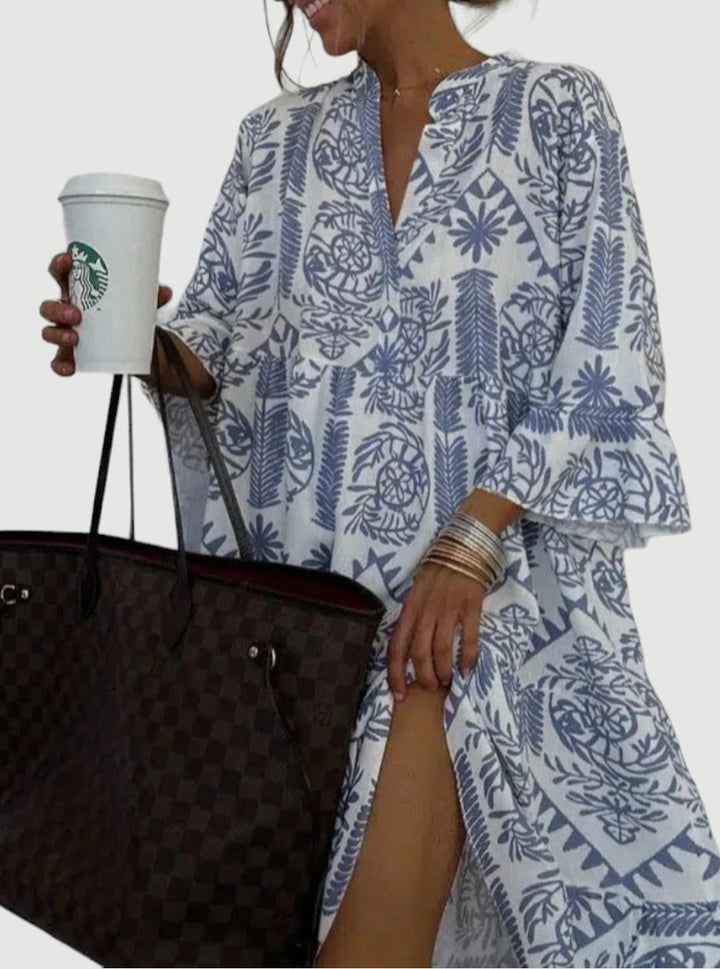 Vestido Estampado con escote en V Sofia