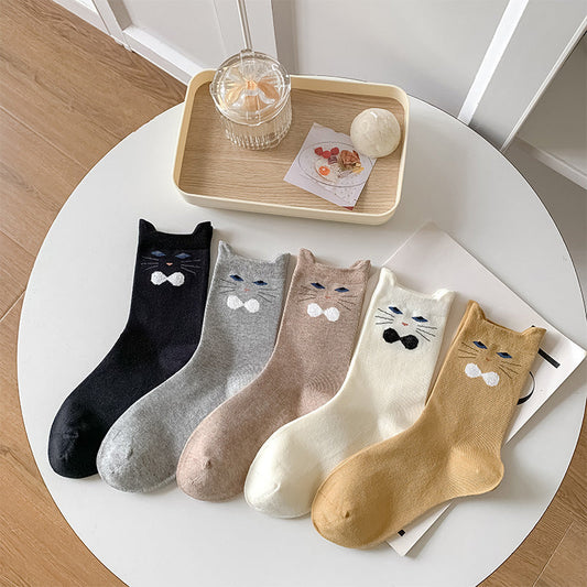 Medias Informales con Diseño de Gato