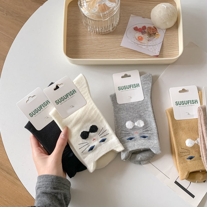 Medias Informales con Diseño de Gato