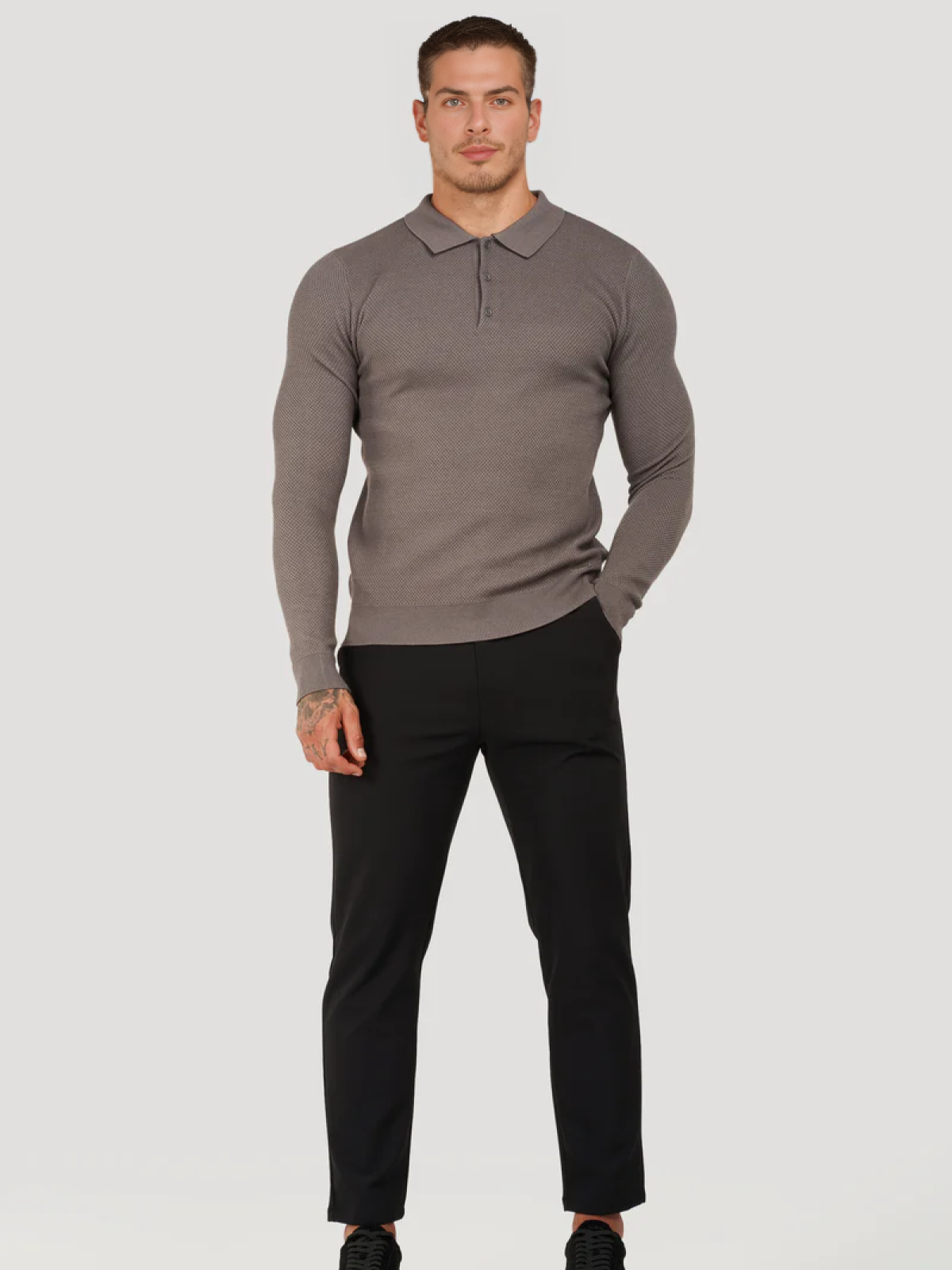 Polo manga larga gris