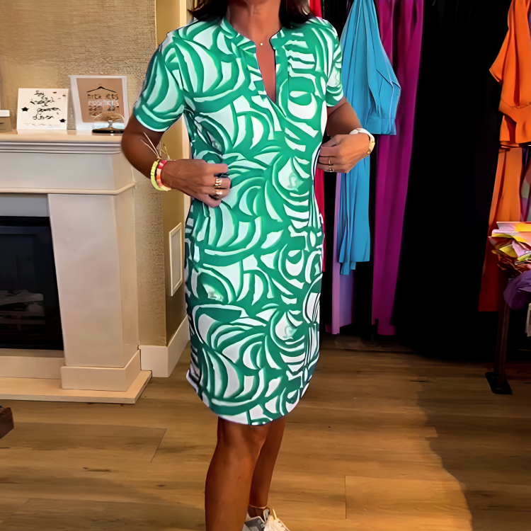 Vestido Estampado Manga Corta Sara