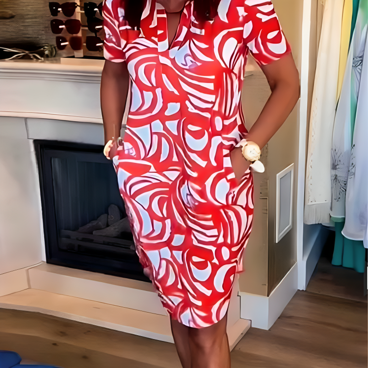 Vestido Estampado Manga Corta Sara