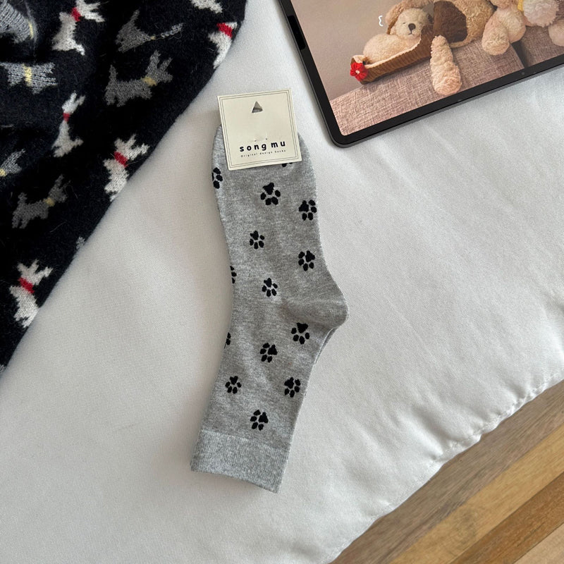 Medias Con Impresión de Patas de Gato