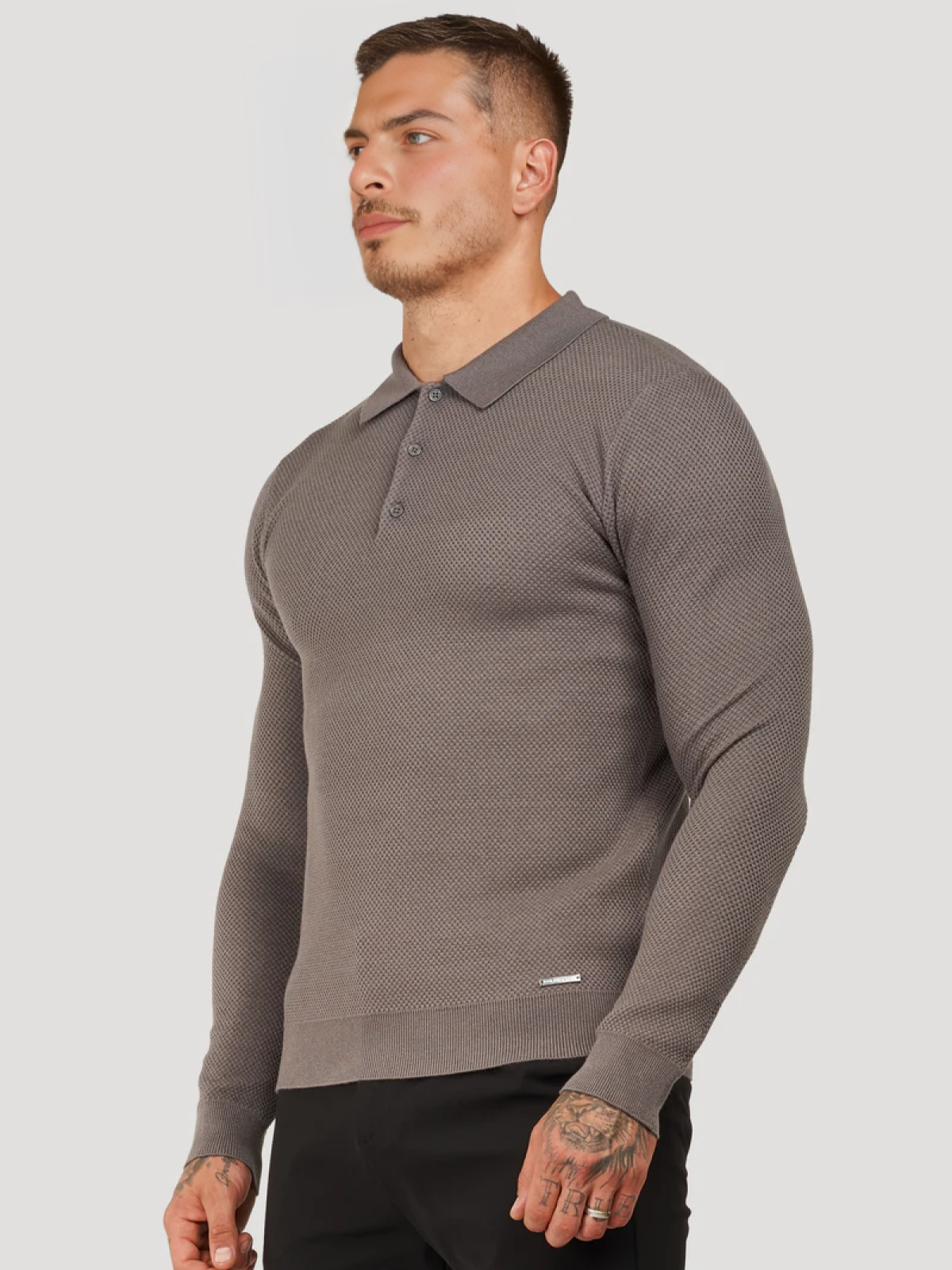 Polo manga larga gris