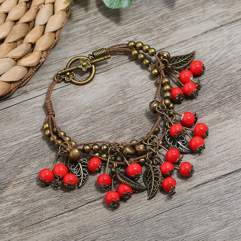 Pulsera Vintage Étnica Cereza