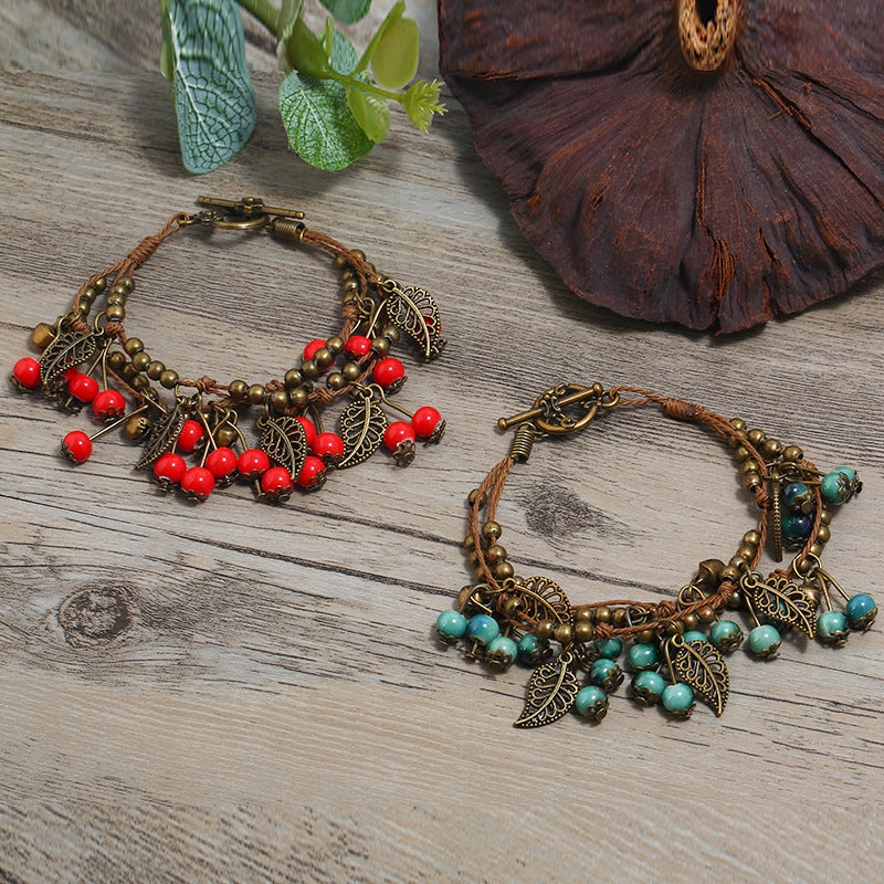 Pulsera Vintage Étnica Cereza