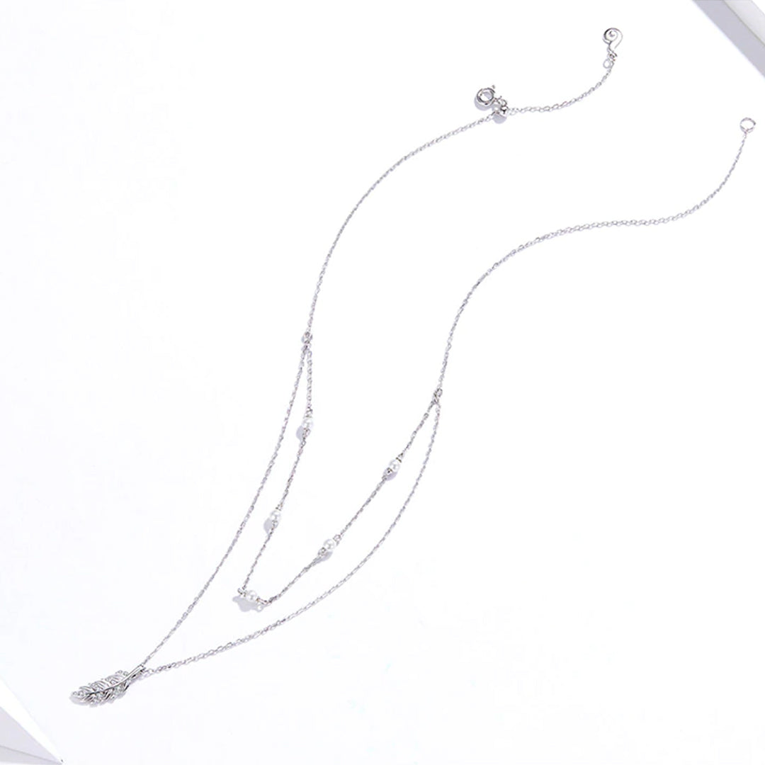 Collar de cadena de doble capa con colgante de espiga