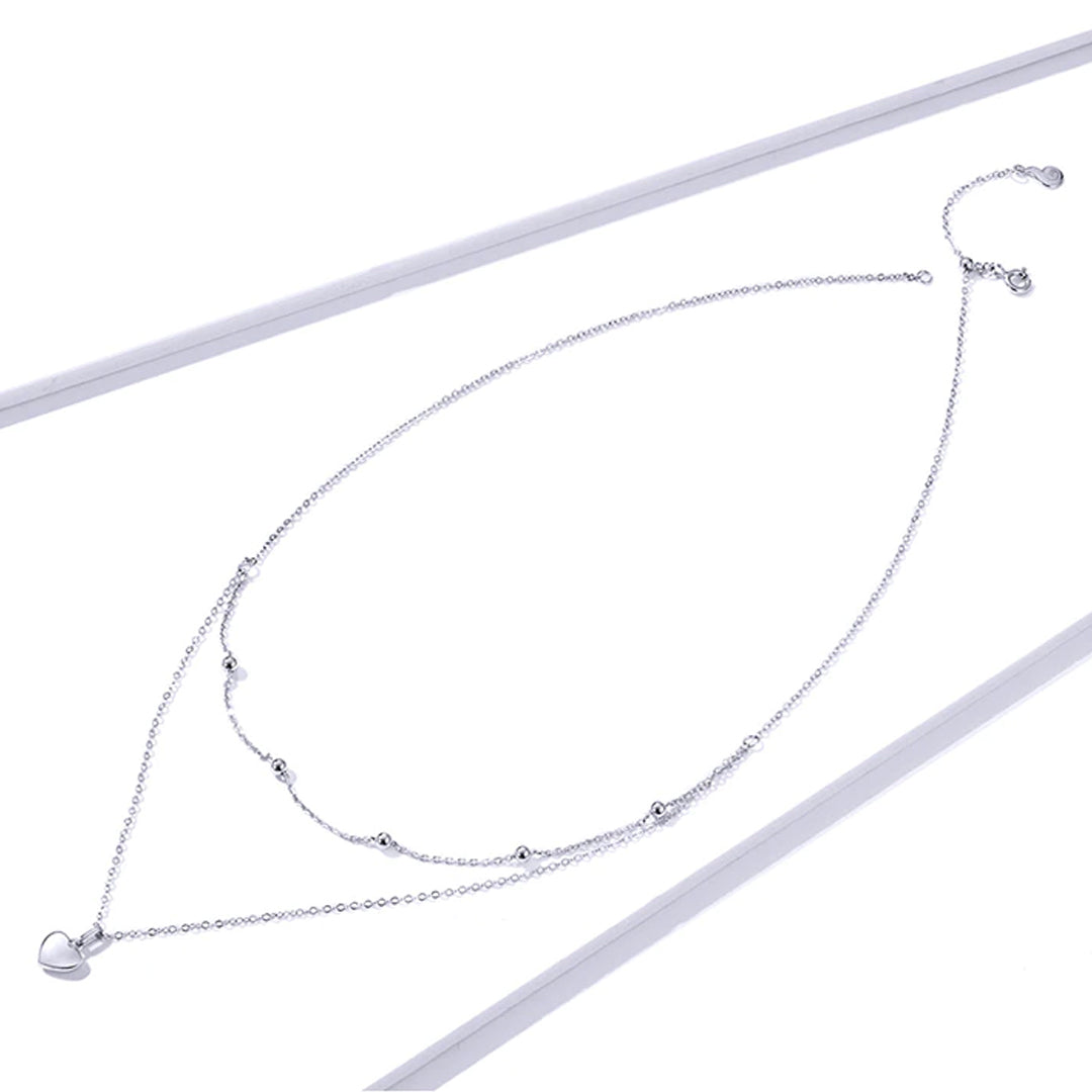 Collar de cadena de doble capa con colgante de corazón