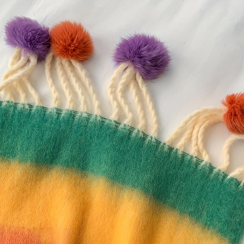 Bufanda Cálida Con Rayas Coloridas