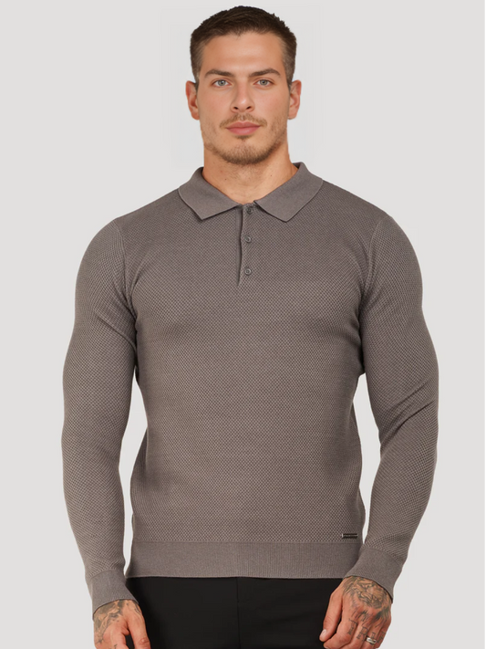 Polo manga larga gris