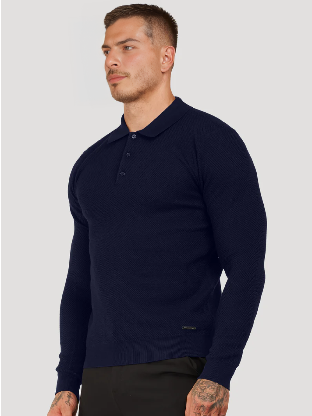 Polo manga larga gris