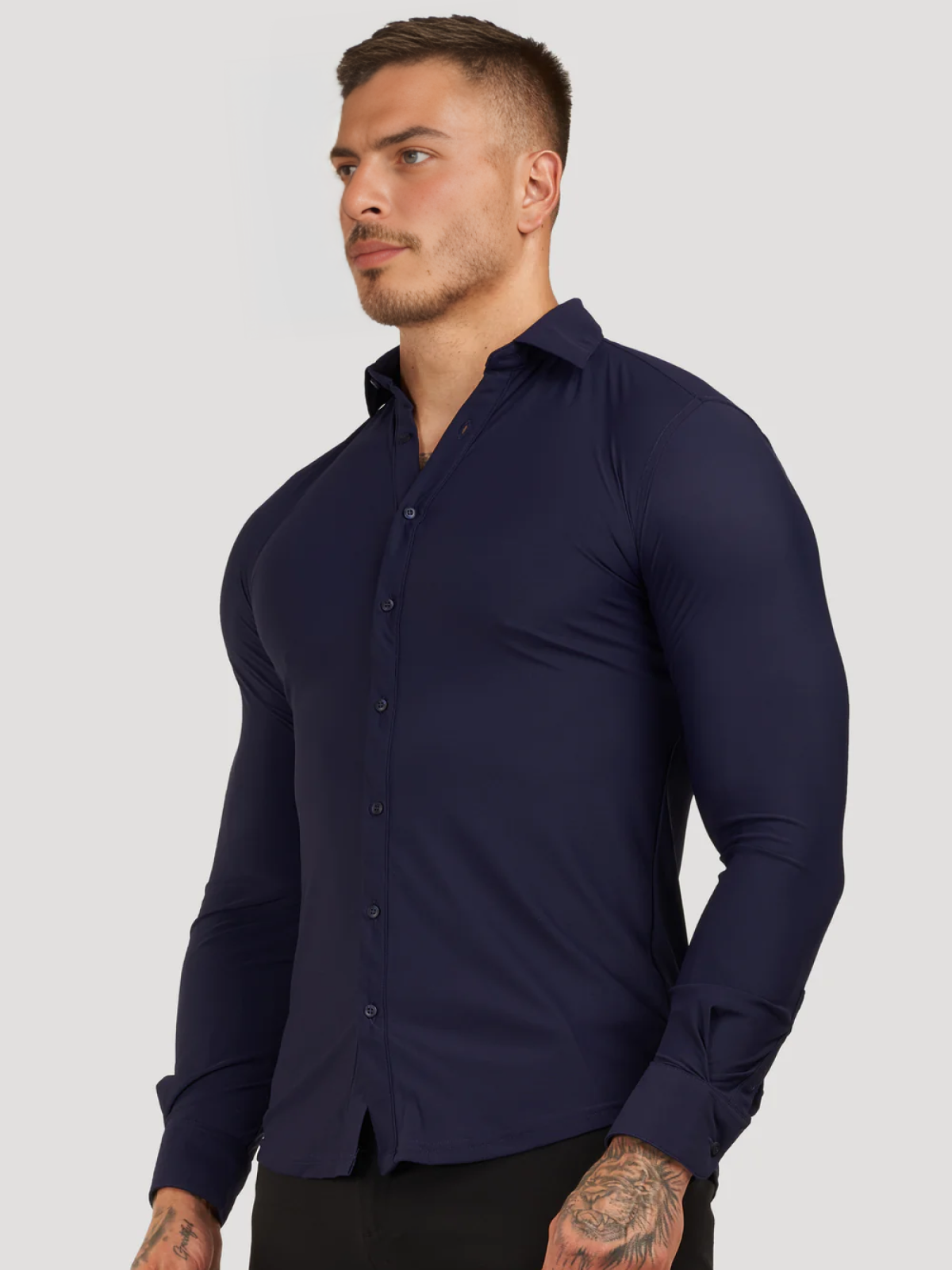 Camisa clasica elastica celeste