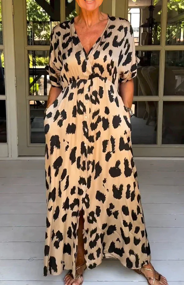 Maxi-Vestido Estampado Leopardo
