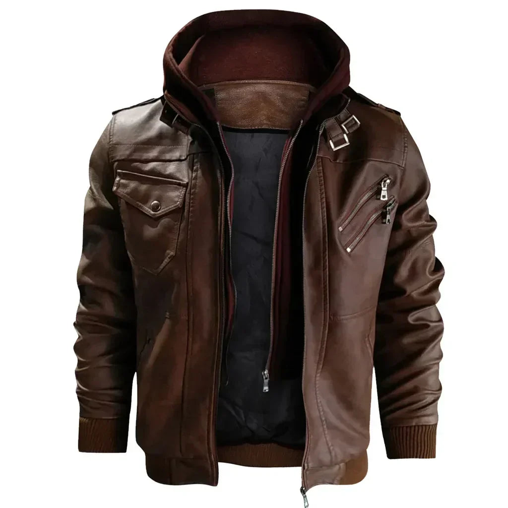 Chaqueta motoquera con capucha Ring